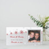 赤い銀の灰色の雪の結晶の結婚式の日付を保存 セーブザデート (スタンド正面)