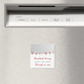 赤い銀の灰色の雪の結晶の結婚式の日付を保存 マグネット (インサイチュ (食洗機))