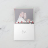 赤い銀の灰色の雪結婚片の感謝の写真 サンキューカード (内部)