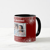 赤い銀色の雪写真冬の窓 マグカップ (正面右)