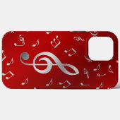 赤い銀色の音符 OtterBox iPhone Case-Mate iPhoneケース (裏面 (横))