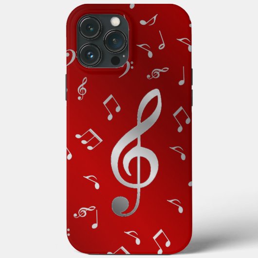 赤い銀色の音符 OtterBox iPhone Case-Mate iPhoneケース (裏面)