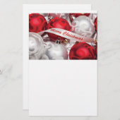 赤い銀製の白のメリークリスマス 便箋 (正面/裏面)