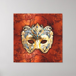 赤い錆の背景に豪華なベネチアンマスク キャンバスプリント