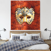 赤い錆の背景に豪華なベネチアンマスク キャンバスプリント (インサイチュ (寝室))