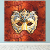 赤い錆の背景に豪華なベネチアンマスク キャンバスプリント (インサイチュ (ウッドフロア))