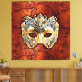 赤い錆の背景に豪華なベネチアンマスク キャンバスプリント (インサイチュ (リビング))