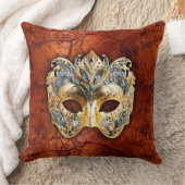 赤い錆の背景に豪華なベネチアンマスク クッション (ブランケット)