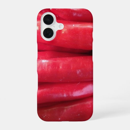 赤い長いチリ iPhone 16ケース (裏面)