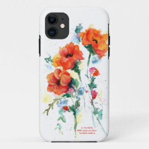 赤い長い茎のケシの水色 iPhone 11 ケース