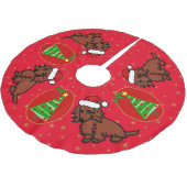 赤い長い髪のダックスフントのクリスマスツリーのスカート ブラッシュドポリエステルツリースカート (アングル)