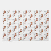 赤い長い髪のダッシュント漫画の犬のパターン キッチンタオル (横)