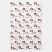 赤い長い髪のダッシュント漫画の犬のパターン キッチンタオル (縦)