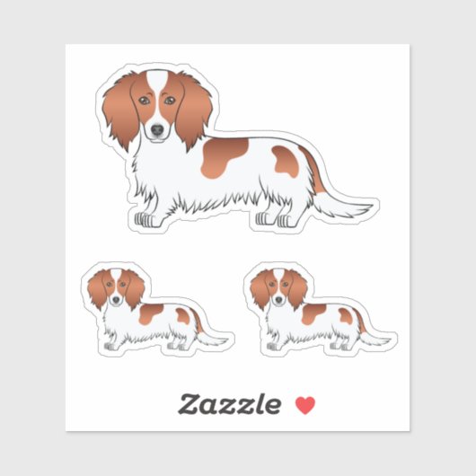 赤い長い髪ダッシュント漫画の犬のスケッチ シール (シート)