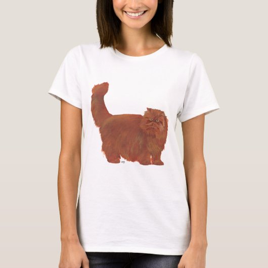 赤い長毛種のペルシャ猫 Tシャツ (正面)