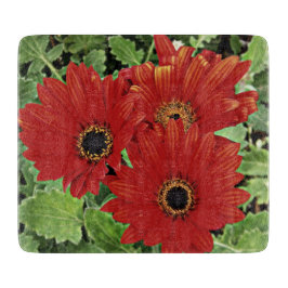 赤い開花の3つ カッティングボード