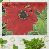 赤い開花の3つ キッチンタオル (折り畳み)