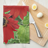 赤い開花の3つ キッチンタオル (四つ折り)