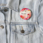 赤い開花名前をカスタムするボタン 缶バッジ (インサイチュ)