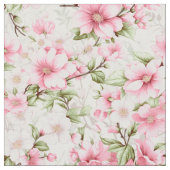 赤い開花：ピンクの花の交響曲 ファブリック (クローズアップ)