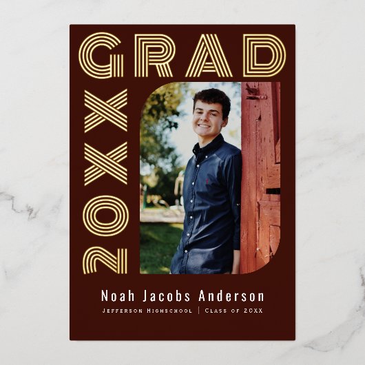 赤い院外箔卒業写真のお知らせ 箔招待状 (正面)