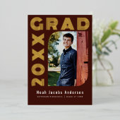 赤い院外箔卒業写真のお知らせ 箔招待状 (立ち正面)