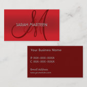 赤い陰のシンプルでカスタムなモノグラムの名刺 名刺 (正面/裏面)