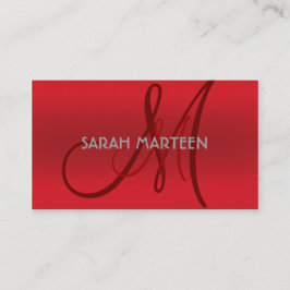 赤い陰のシンプルでカスタムなモノグラムの名刺 名刺