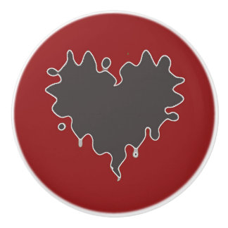 赤い陶磁器のノブのかわいい巻き毛のハートの黒 セラミックノブ