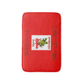 赤い陽気なクリスマス·ヤドリギ バスマット (正面縦)