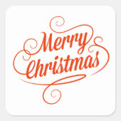 赤い陽気なメリークリスマスタイポグラフィ スクエアシール (正面)