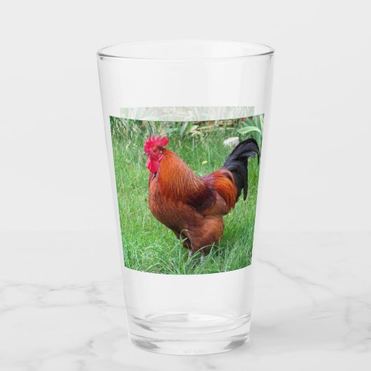 赤い雄鶏のドリンクグラスコレクター タンブラーグラス (正面)