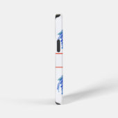 赤い雄鶏の青い水彩花柄フォン iPhoneケース (右側面)