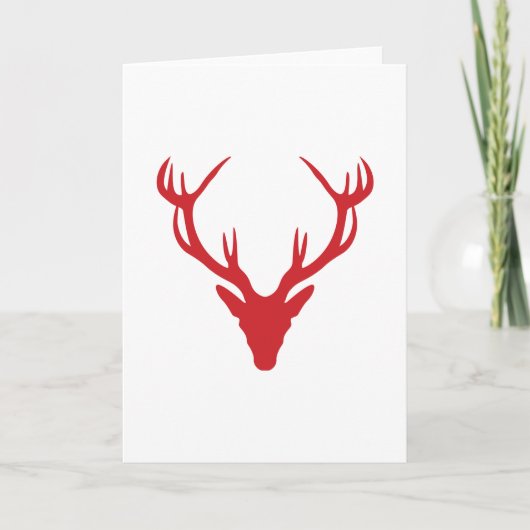 赤い雄鹿の頭部のクリスマスか雄鹿パーティー シーズンカード (正面)