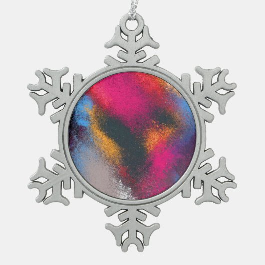 "赤い集り"の雪片のオーナメント スノーフレークピューターオーナメント (正面)
