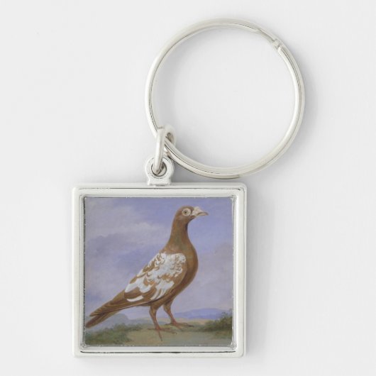 赤い雑色の伝書鳩(キャンバスの油) キーホルダー (正面)