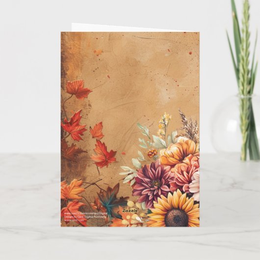 赤い離れ花のジェームス1:17ハッピーサンクスギビング カード (裏面)