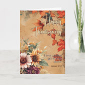 赤い離れ花のジェームス1:17ハッピーサンクスギビング カード (正面)