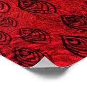 赤い雨の水滴の形のパターン ポスター (角)