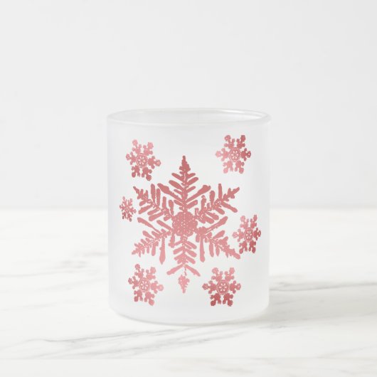 赤い雪が霜の降りたクリスマスカップ フロストグラスマグカップ (中央)