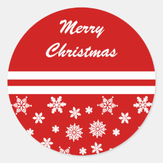 赤い雪のクリスマスステッカー ラウンドシール