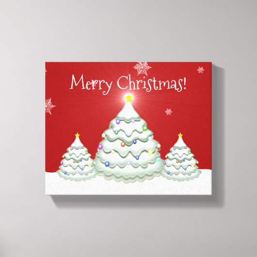 赤い雪のクリスマスツリーのキャンバス印刷 キャンバスプリント (正面)