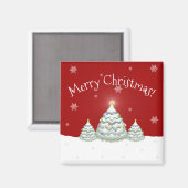 赤い雪のクリスマスツリーマグネット マグネット (正面/裏面)