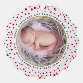 赤い雪のクリスマスホリデーフォト紙 オーナメントカード (裏面)