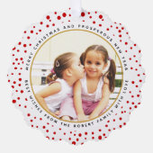 赤い雪のクリスマスホリデーフォト紙 オーナメントカード (正面)