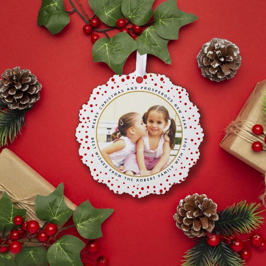 赤い雪のクリスマスホリデーフォト紙 オーナメントカード