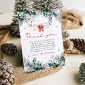 赤い雪の冬クリスマス赤ちゃん衣赤ちゃんシャワー サンキューカード