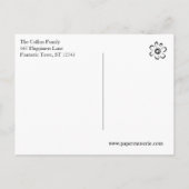 赤い雪の結晶と斜めのストライプなんて、なんて楽しいの! ポストカード (裏面)