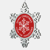 赤い雪の結晶のクリスマスオーナメント スノーフレークピューターオーナメント (右)
