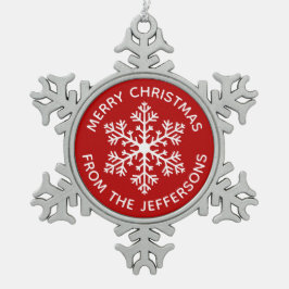 赤い雪の結晶のクリスマスオーナメント スノーフレークピューターオーナメント